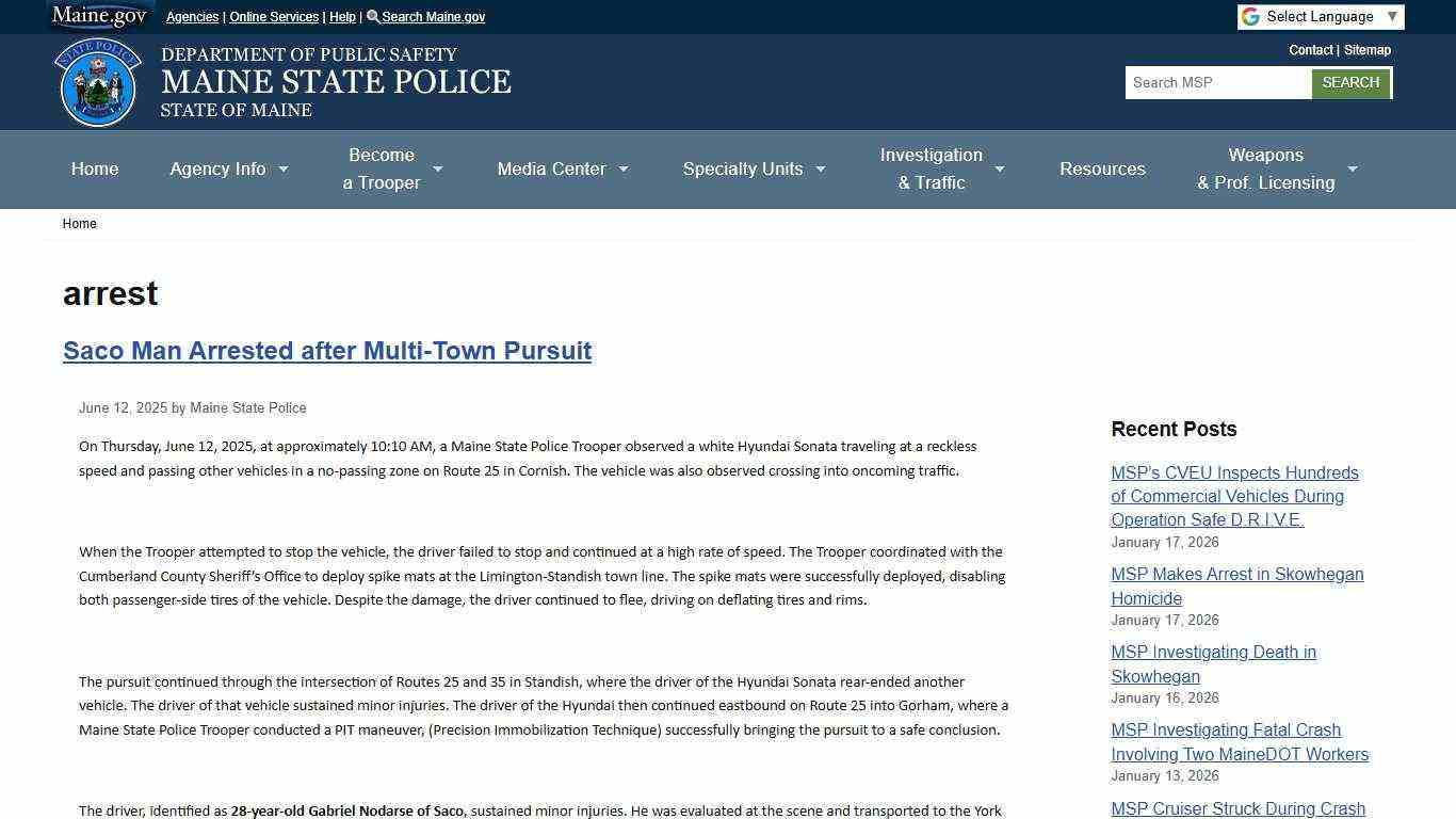 arrest | Maine State Police