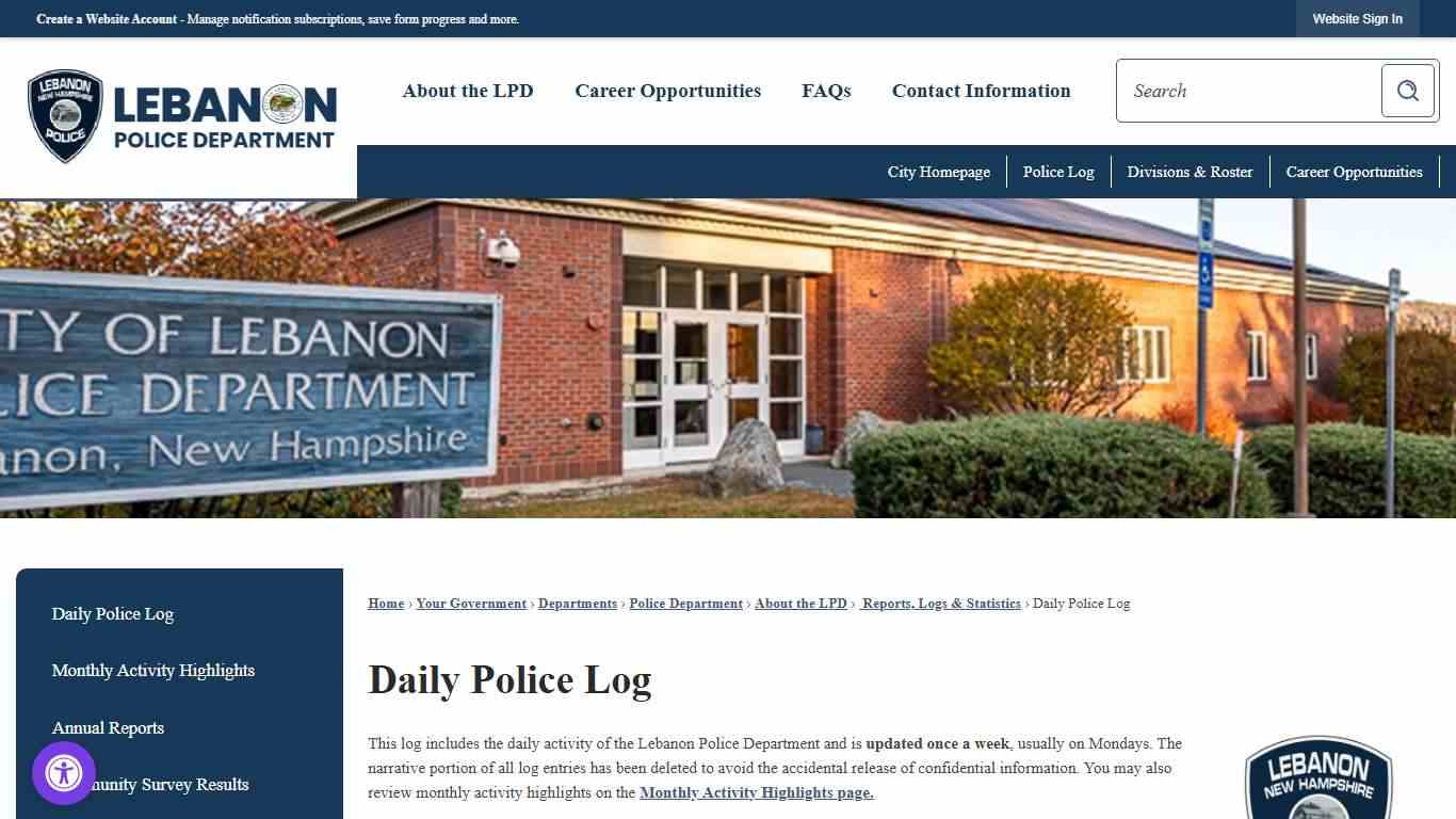 Daily Police Log | Lebanon, NH