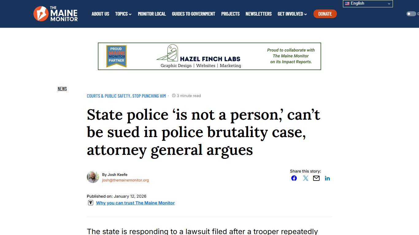 AG argues Maine State Police can’t be sued in police brutality case